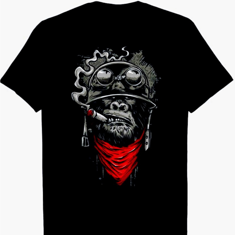 Gorilla Smoking A Cigar Smoker Gift Power Animal T-Shirt